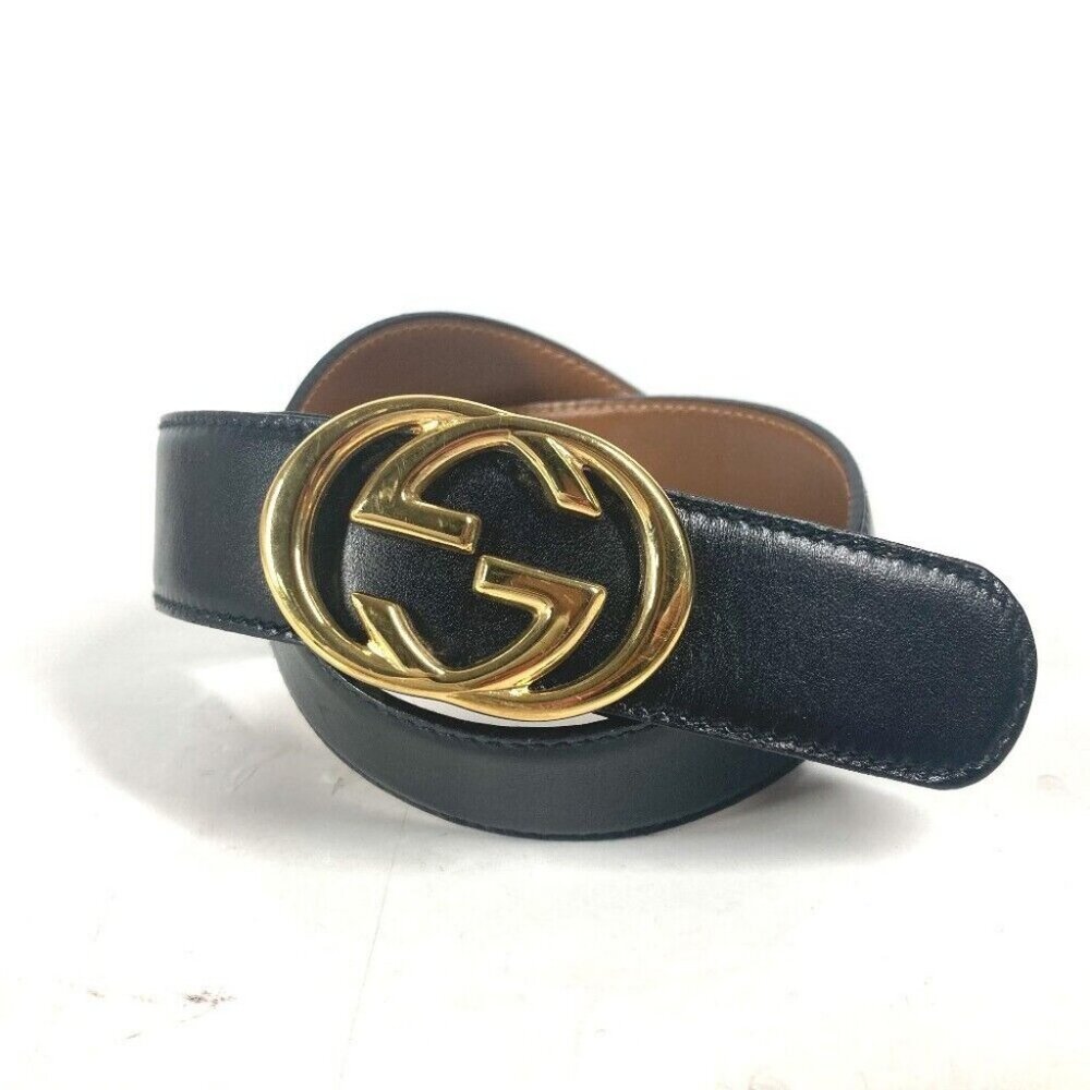 GUCCI 036・519・2964 vintage GG logo buckle Accessories belt Black/GoldHar... - Picture 2 of 16